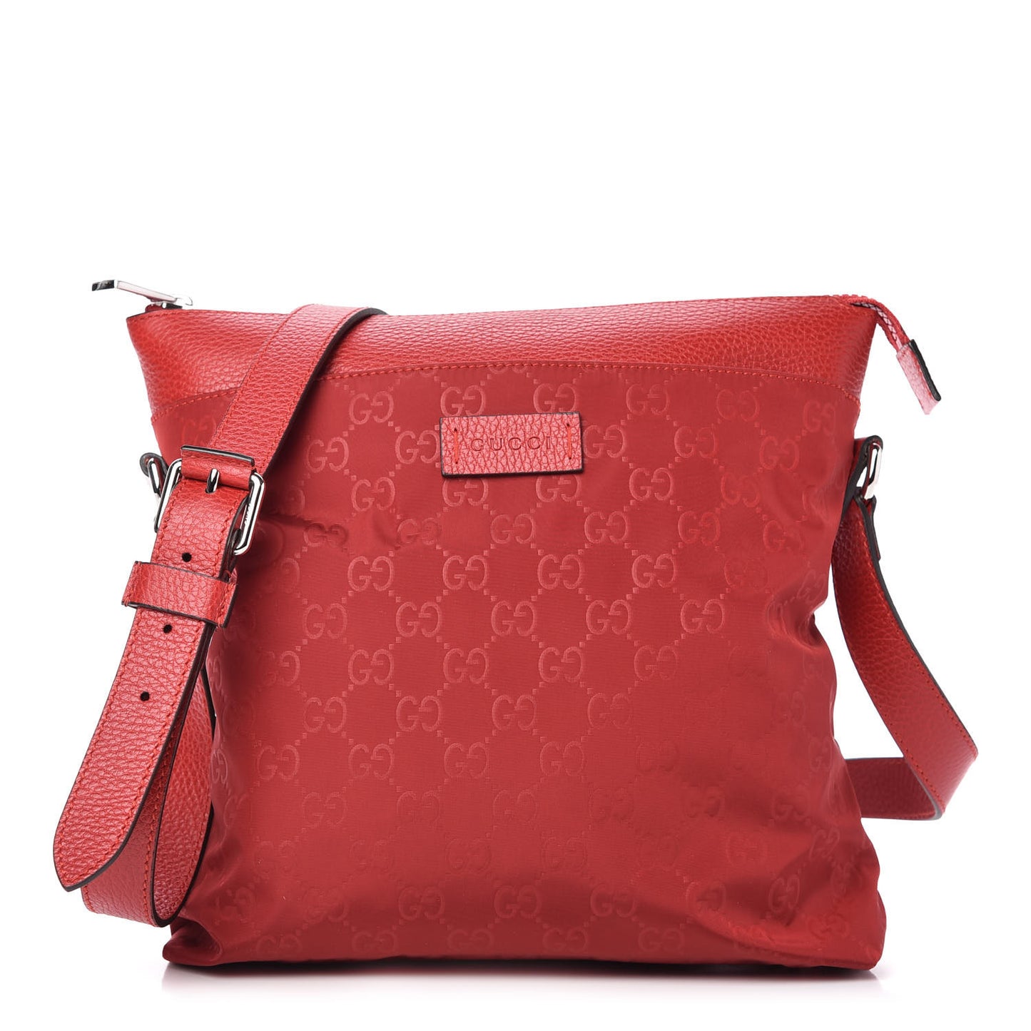 Nylon Monogram Dollar Calfskin Flat Messenger Bag Vibrant Red