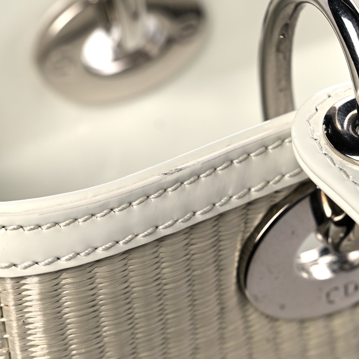 Raffia Medium Lady Dior White Green