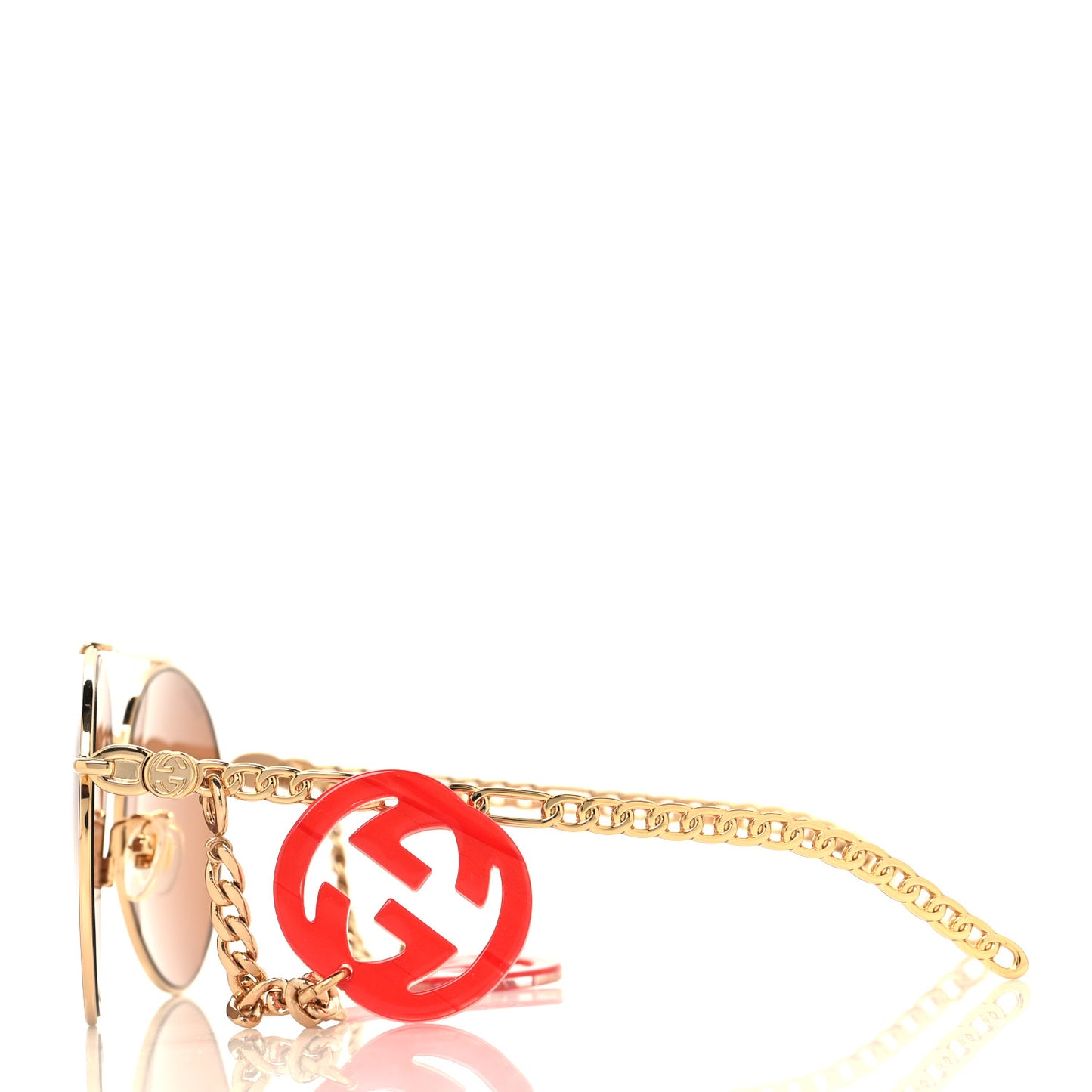 Aviator Charm Chain Sunglasses GG0725S Gold