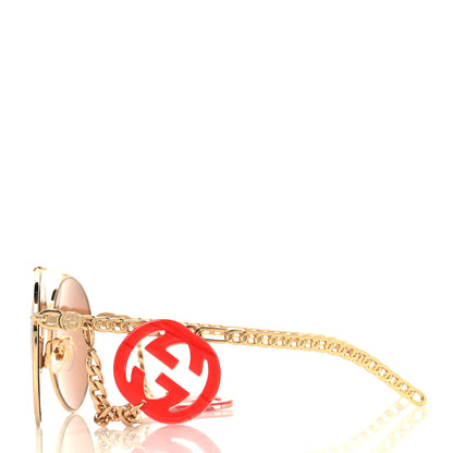 Gucci Aviator Charm Chain Sunglasses GG0725S Gold 3 of 7