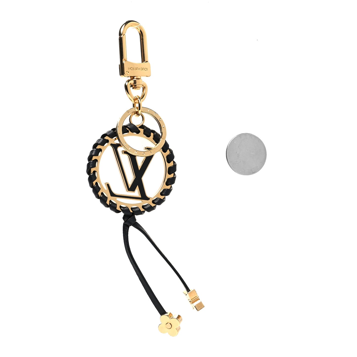 Metal Lambskin Enamel Very Bag Charm Key Holder Black