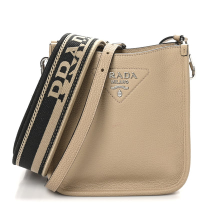 Prada Vitello Daino Soft Mini Hobo Messenger Bag Sabbia 1 of 9