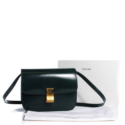 Celine Spazzolato Calfskin Classic Box Medium Flap Bag Dark Green 10 of 10