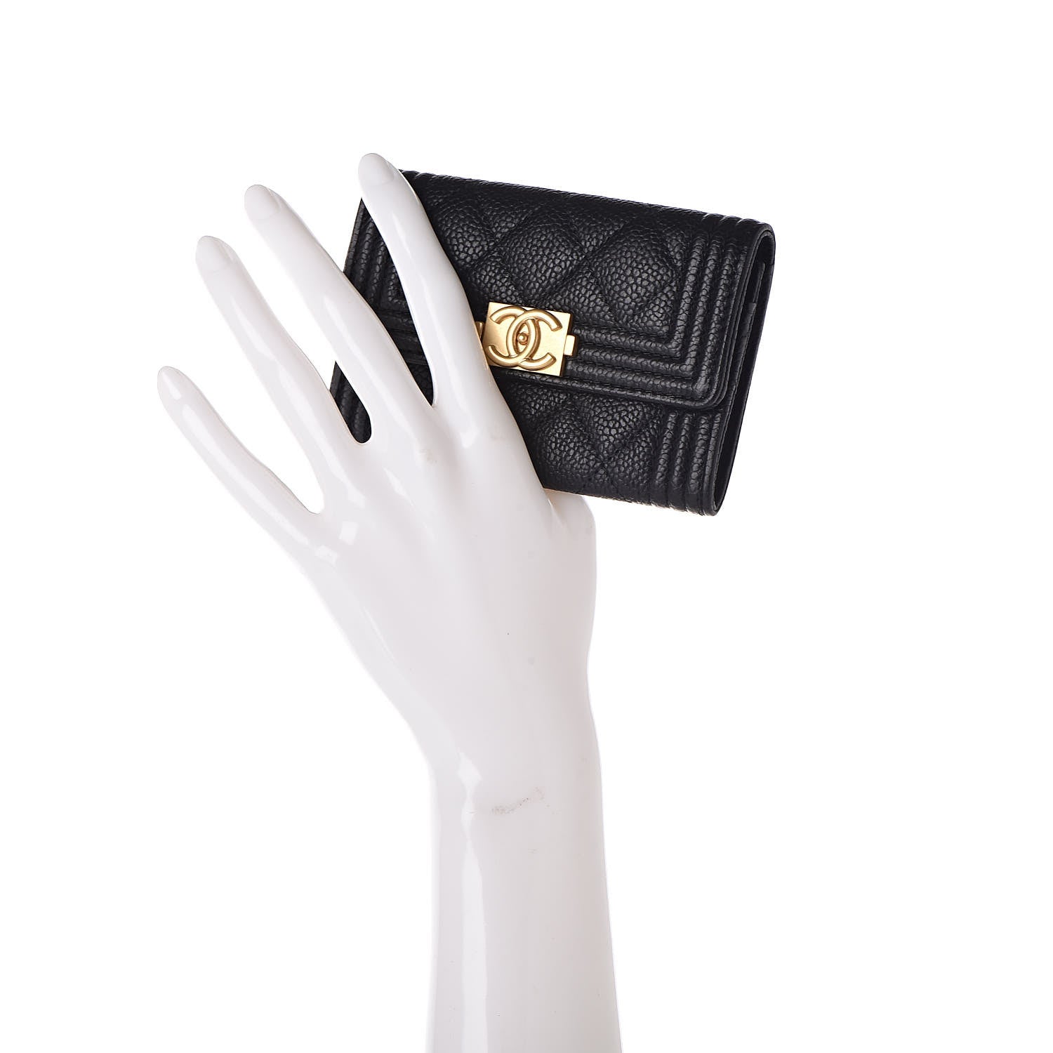 Chanel Caviar Quilted Boy Flap Card Holder Black 2 of 8