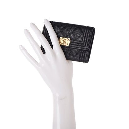 Chanel Caviar Quilted Boy Flap Card Holder Black 2 of 8