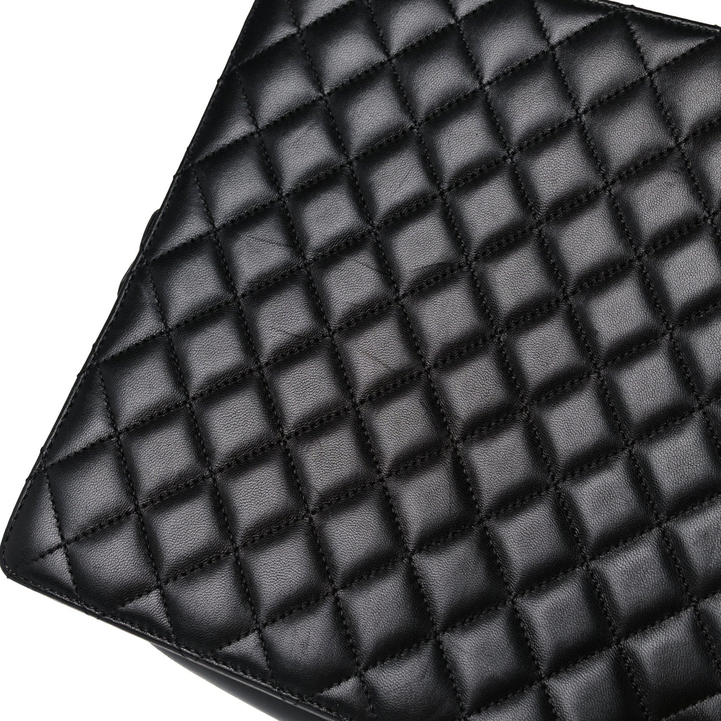 Lambskin Quilted Square Shopping Tote So Black