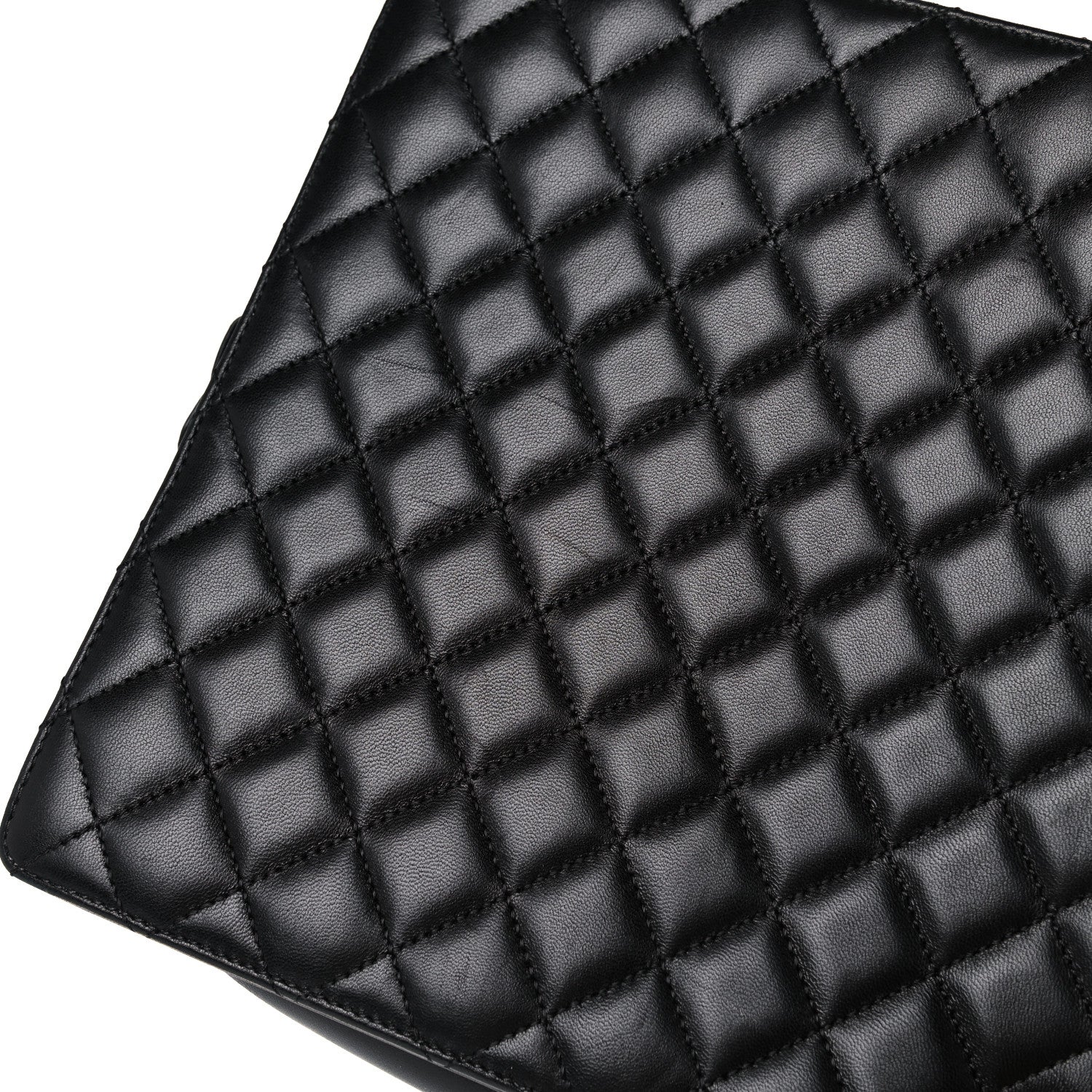 Chanel Lambskin Quilted Square Shopping Tote So Black 12 of 13