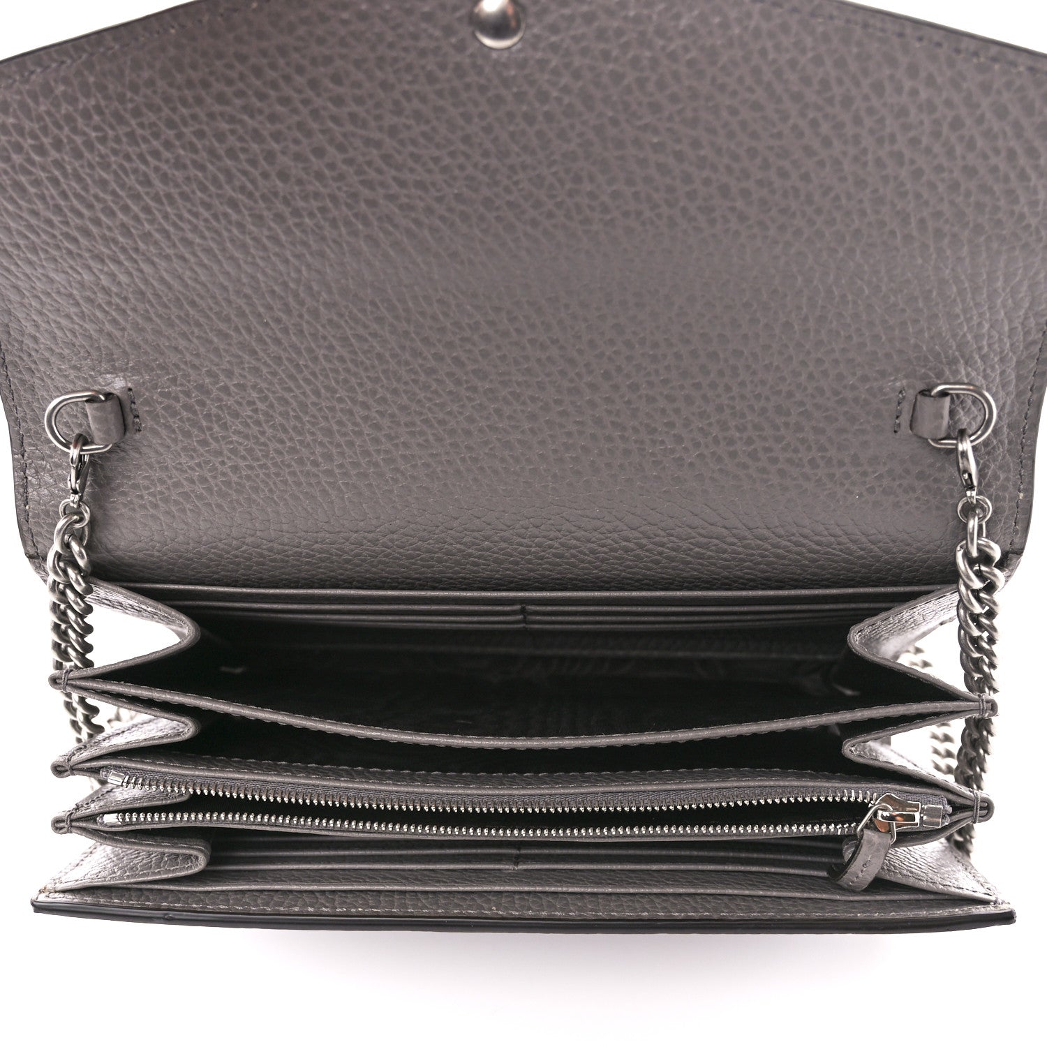Gucci Dollar Calfskin Crystal Mini Dionysus Chain Wallet Dusty Grey Black Diamond 5 of 11