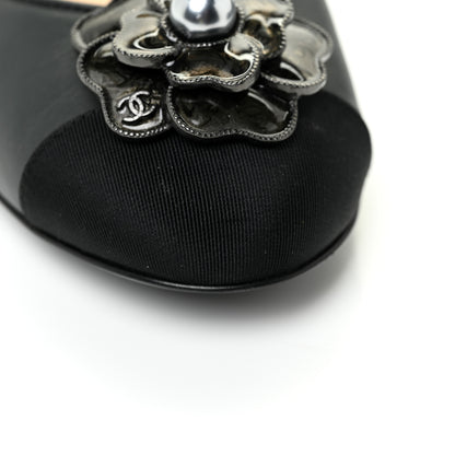 Chanel Lambskin Grosgrain Camellia Ballerina Flats 37 Black 14 of 17