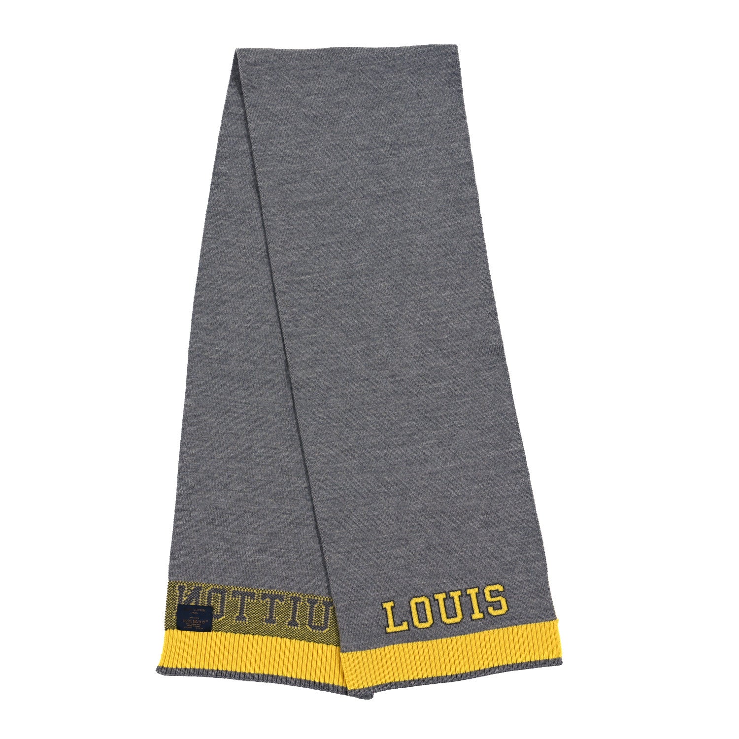 Louis Vuitton Wool Cashmere Echarpes Scarf Grey Yellow 2 of 3