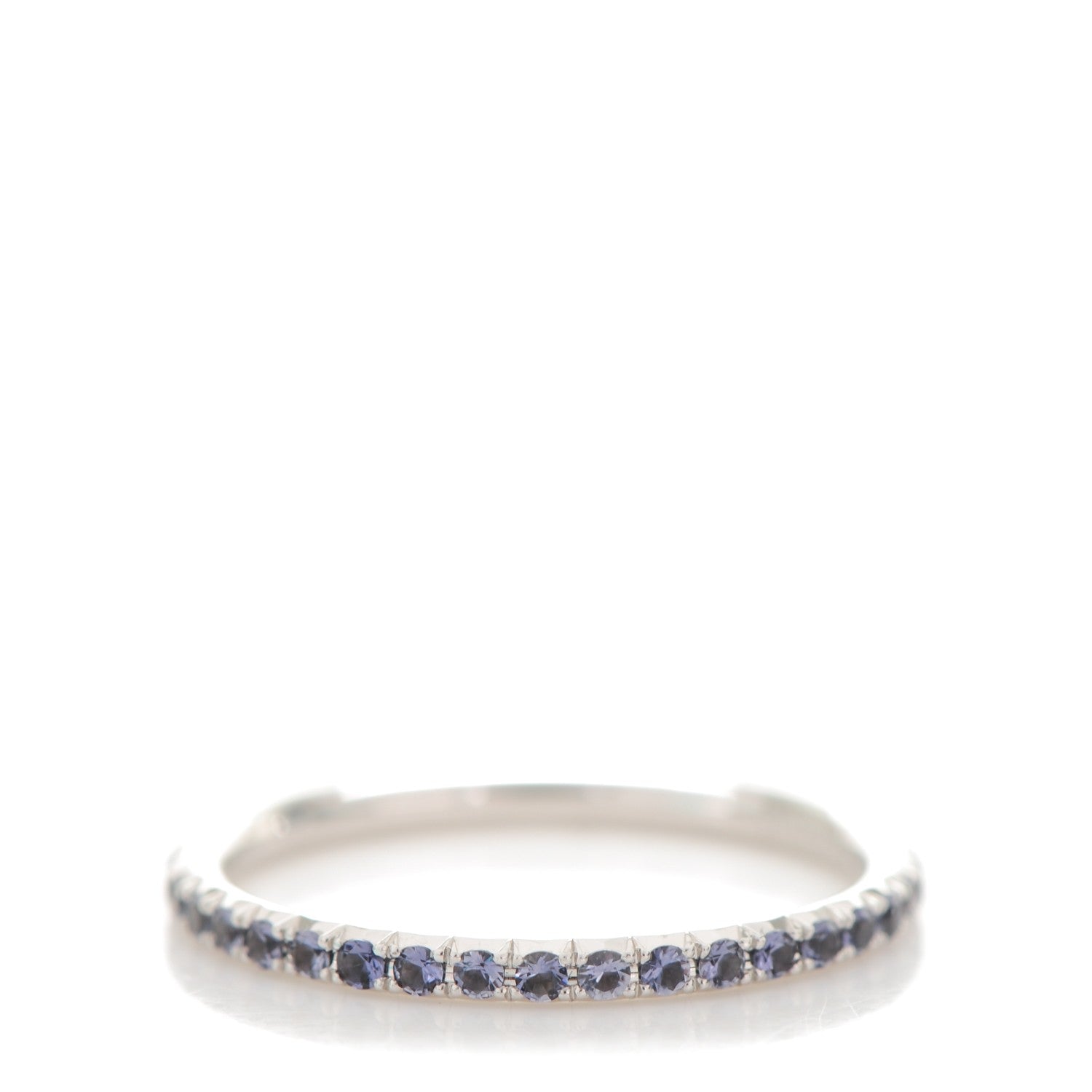 Tiffany 18K White Gold Iolite Metro Single Row Ring 4 1 of 4