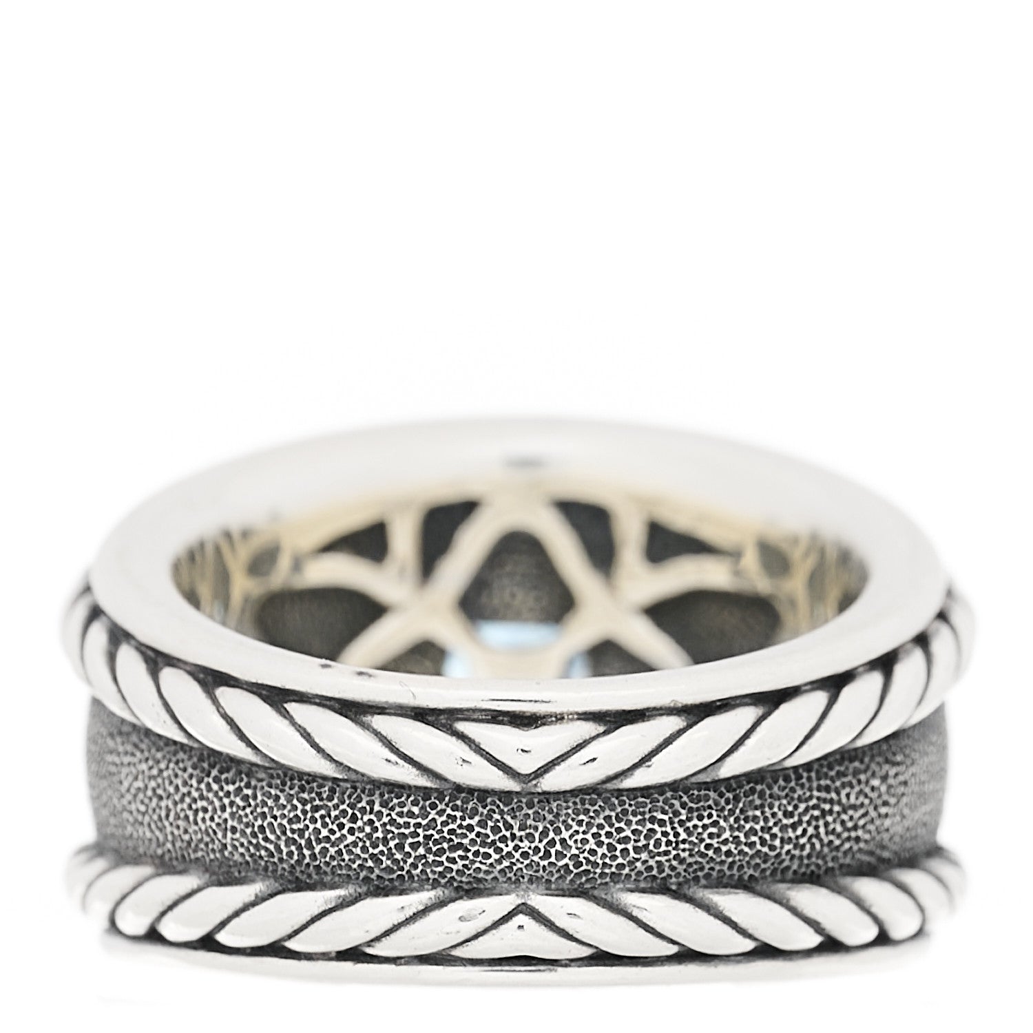 David Yurman Sterling Silver 14K Yellow Gold Blue Topaz Renaissance Ring 53 6.5 3 of 4