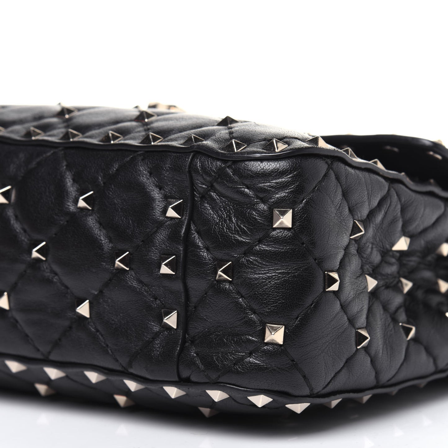 Lambskin Medium Rockstud Spike Shoulder Bag Black