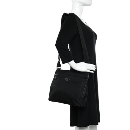 Prada Nylon Vela Flat Messenger Bag Black 2 of 10