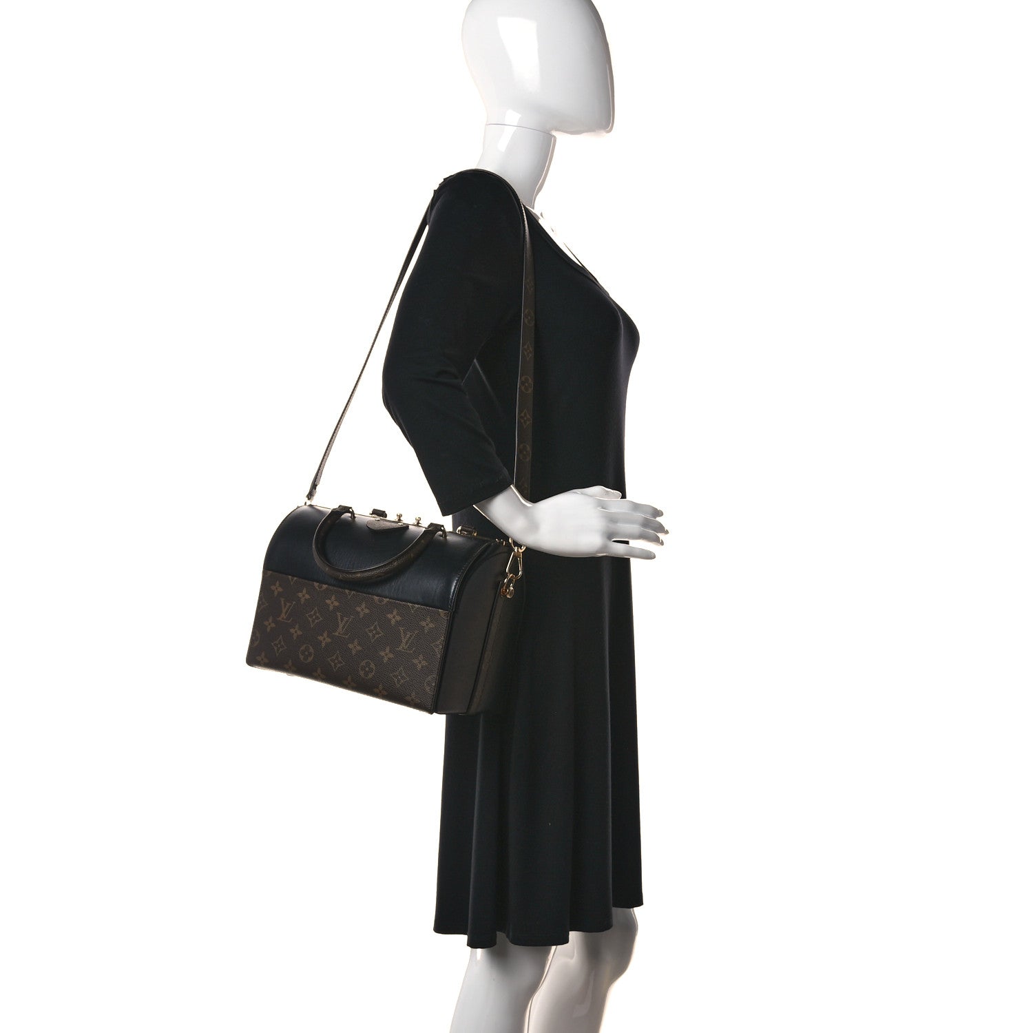 Louis Vuitton Calfskin Monogram Speedy Doctor 25 Black 2 of 14