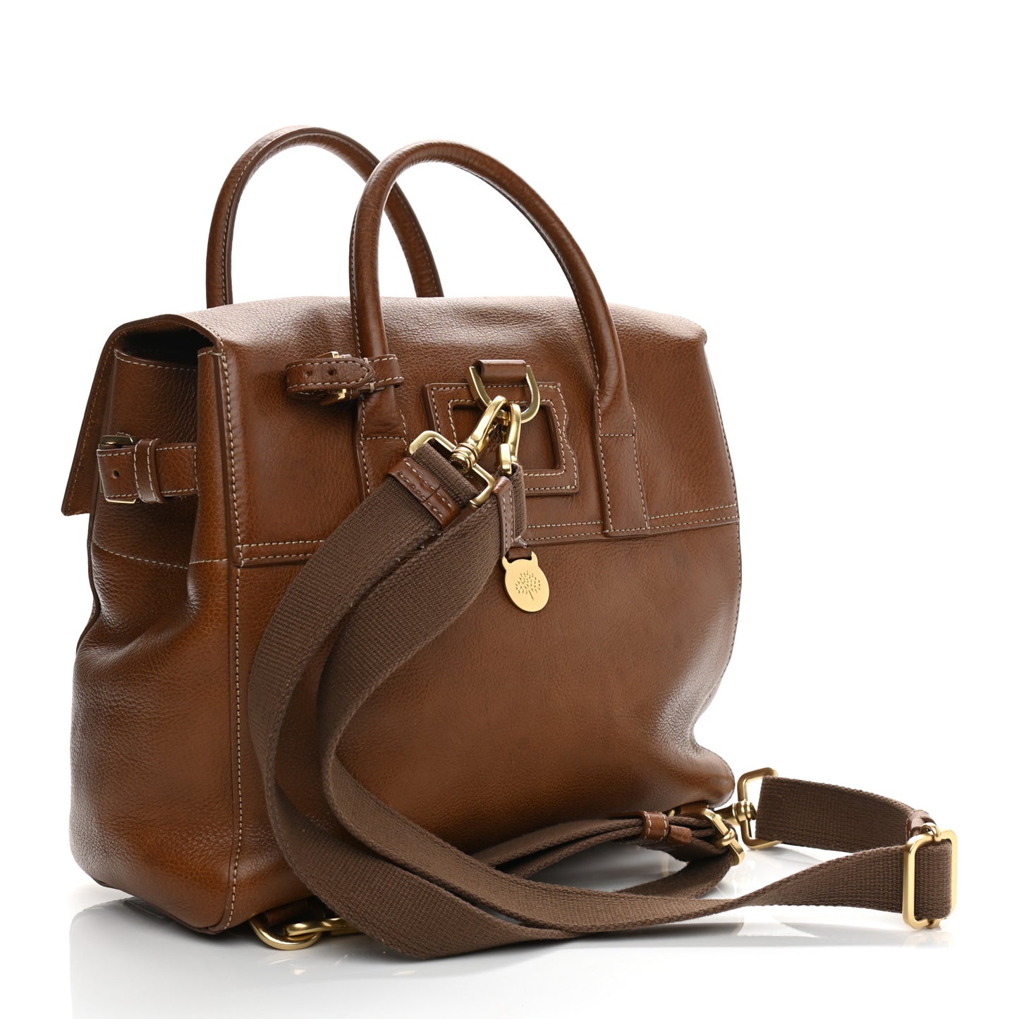 Natural Leather Cara Delevingne Convertible Backpack Brown