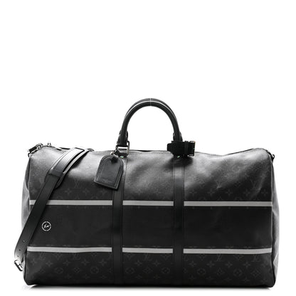 Louis Vuitton X FUJIWARA Monogram Eclipse Flash Fragment Keepall Bandouliere 55 1 of 12