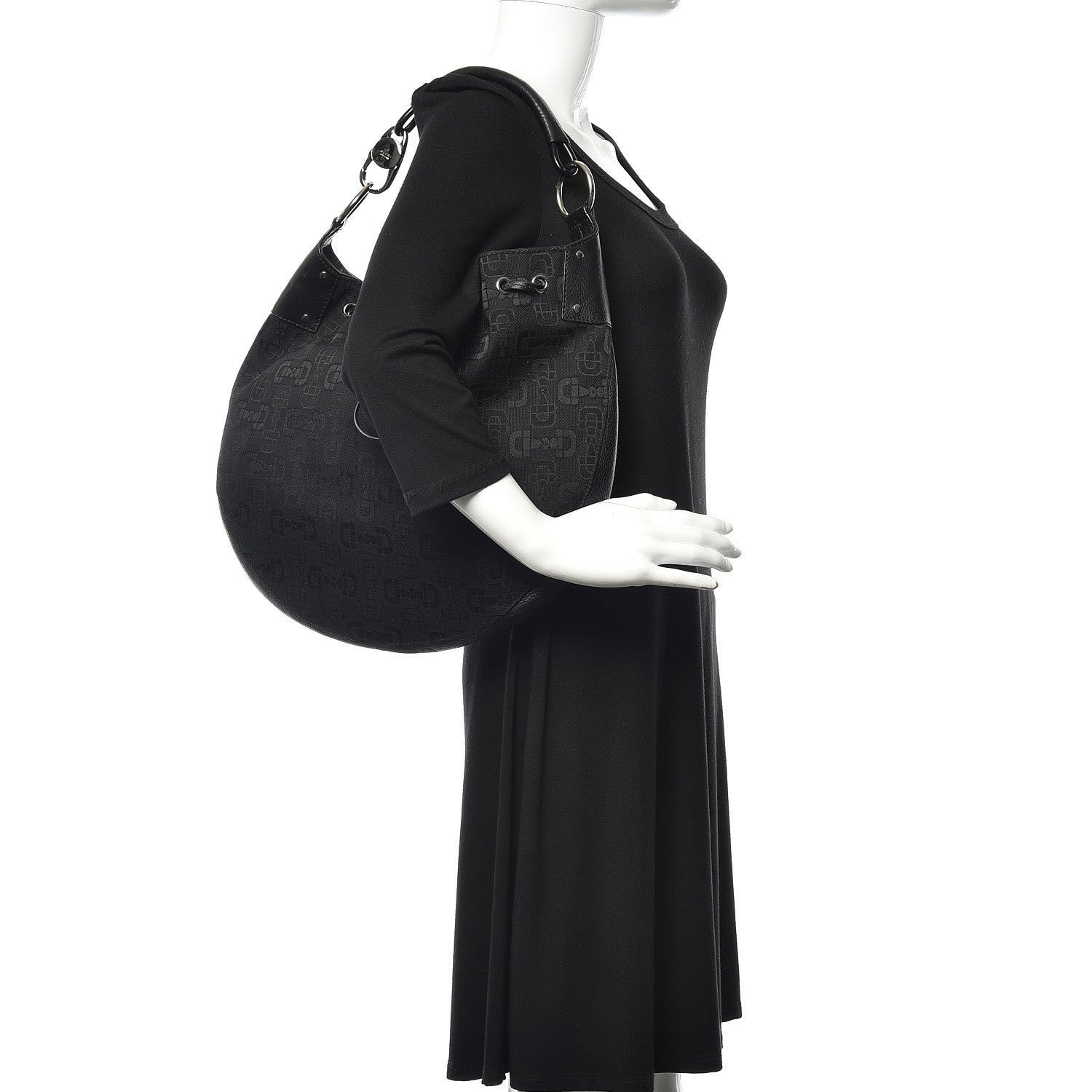 Gucci Horsebit Print Hobo Black 2 of 10