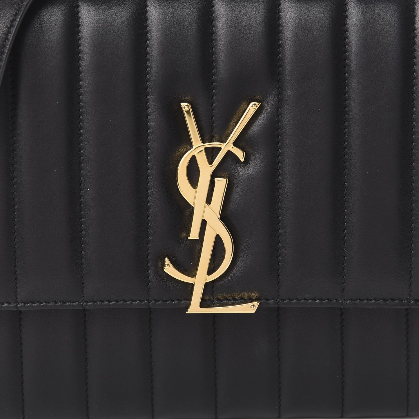 Lambskin Matelasse Monogram Vicky Chain Wallet Black