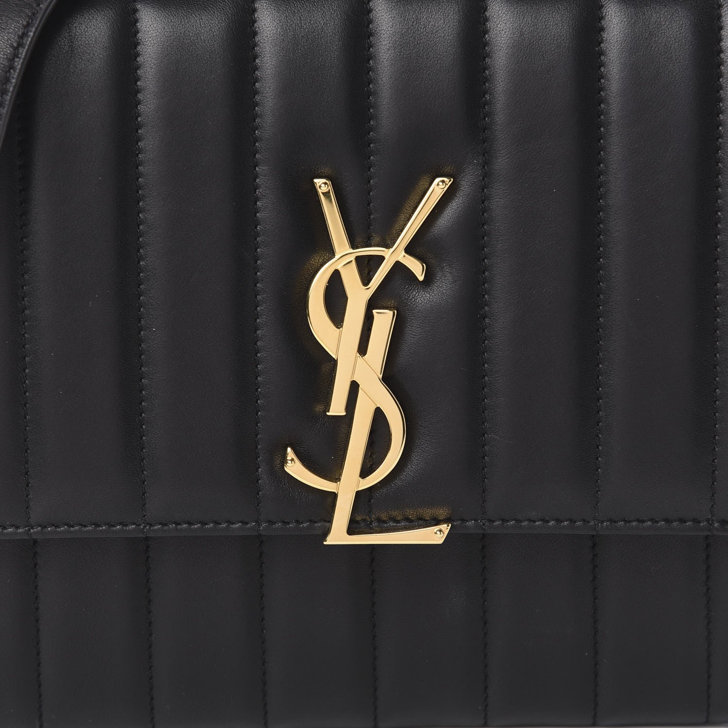 Saint Laurent Lambskin Matelasse Monogram Vicky Chain Wallet Black 10 of 11