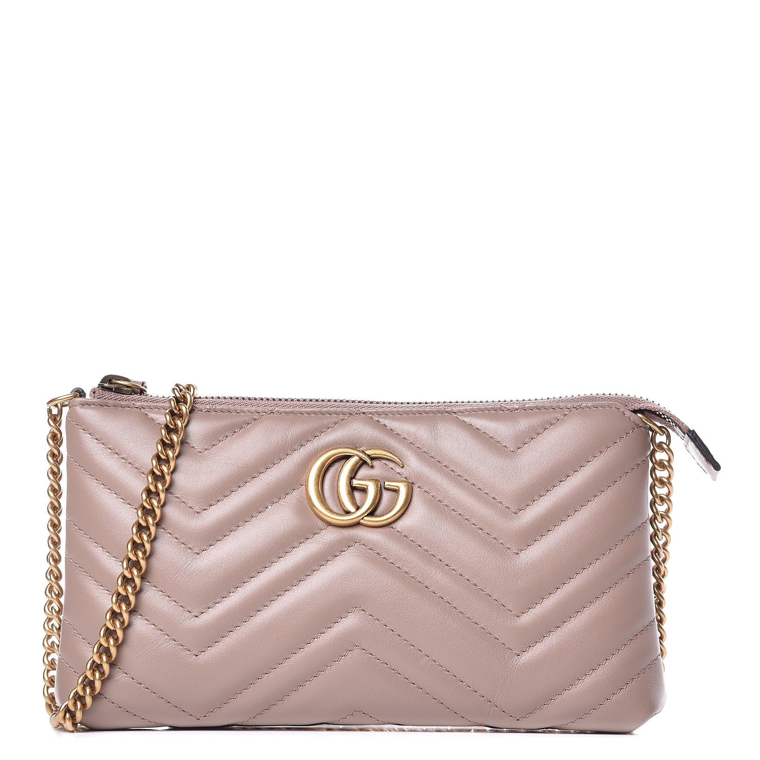 Gucci Calfskin Matelasse Mini GG Marmont Chain Bag Porcelain Rose 1 of 8