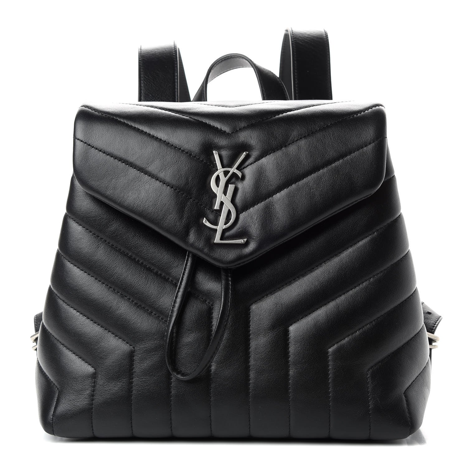 Saint Laurent Calfskin Y Quilted Monogram Small Loulou Backpack Black 1 of 8