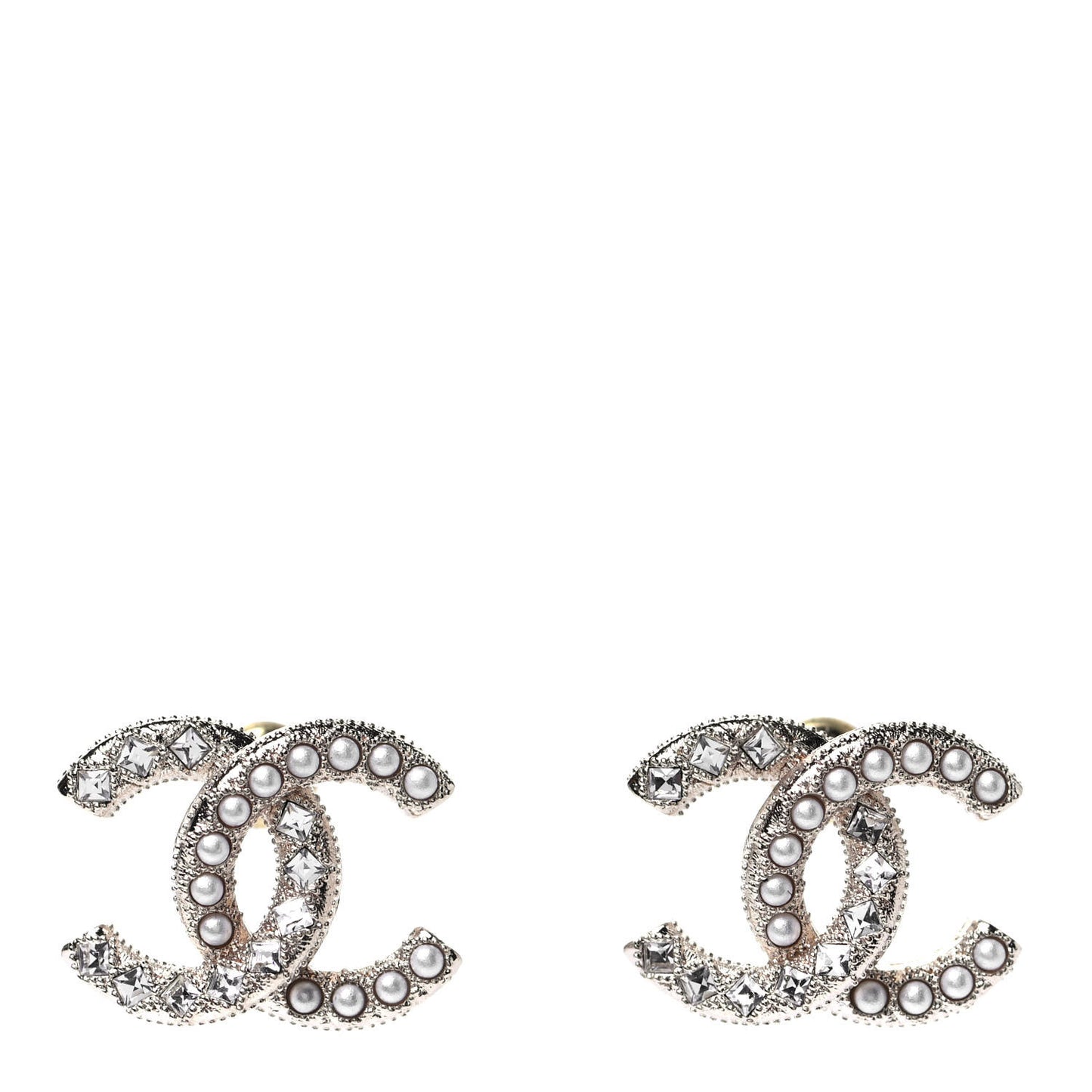 Crystal Pearl CC Earrings Gold