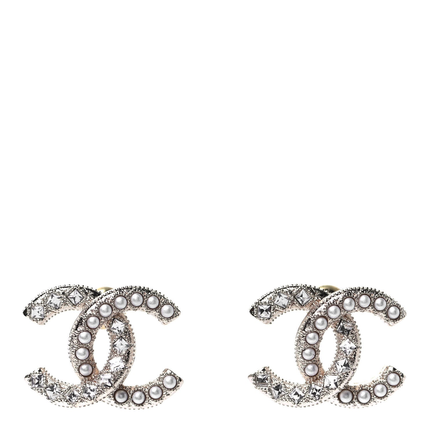 Chanel Crystal Pearl CC Earrings Gold 1 of 4
