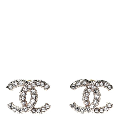 Chanel Crystal Pearl CC Earrings Gold 1 of 4