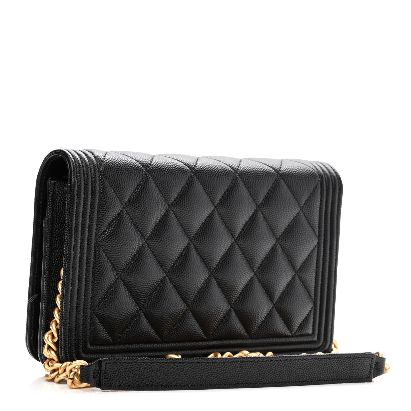 Caviar Quilted Boy Wallet On Chain WOC Black
