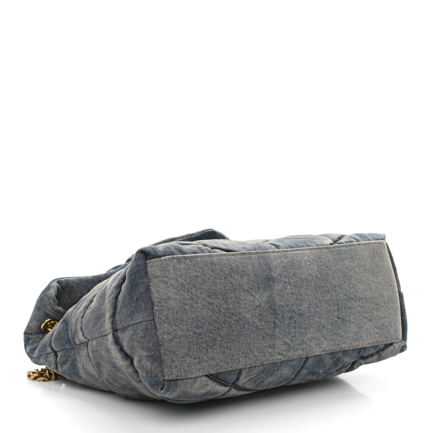 Saint Laurent Denim Quilted Medium Loulou Puffer Monogram Chain Satchel Blue Cinnamon 4 of 10