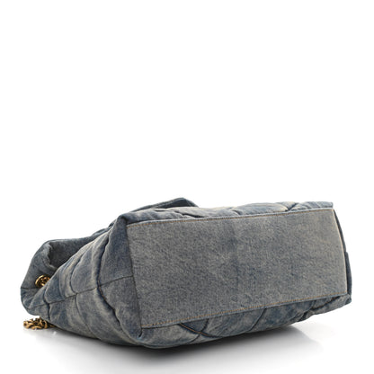 Saint Laurent Denim Quilted Medium Loulou Puffer Monogram Chain Satchel Blue Cinnamon 4 of 10