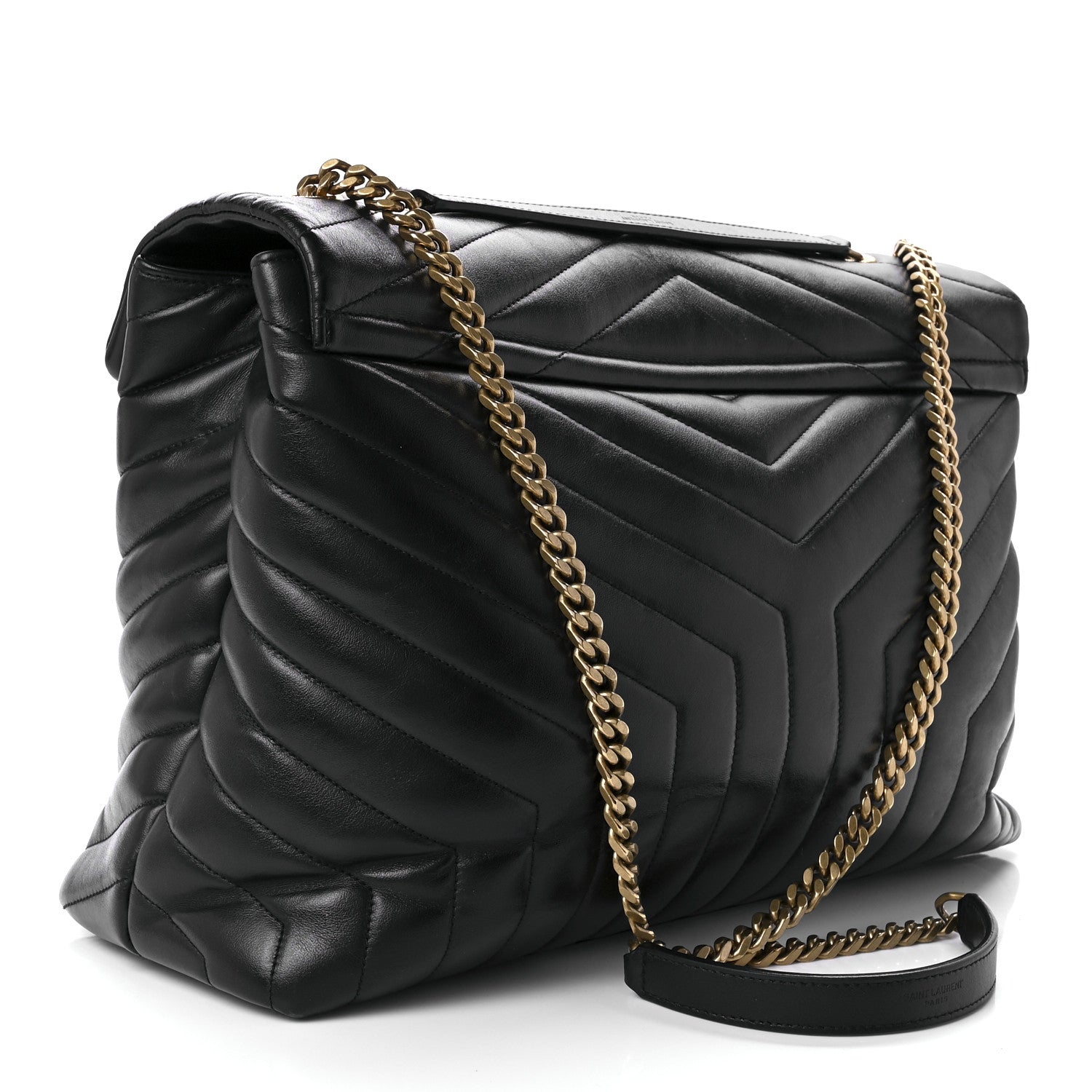 Saint Laurent Calfskin Y Quilted Monogram Large Loulou Chain Satchel Black 3 of 11