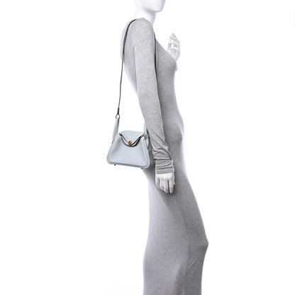 Hermes Taurillon Clemence Mini Lindy 20 Bleu Pale 3 of 13