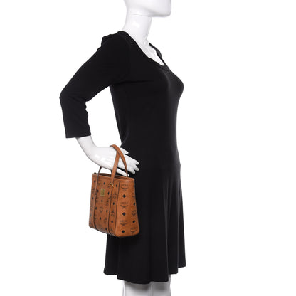 MCM Visetos Mini Toni Shopper Tote Cognac 3 of 9