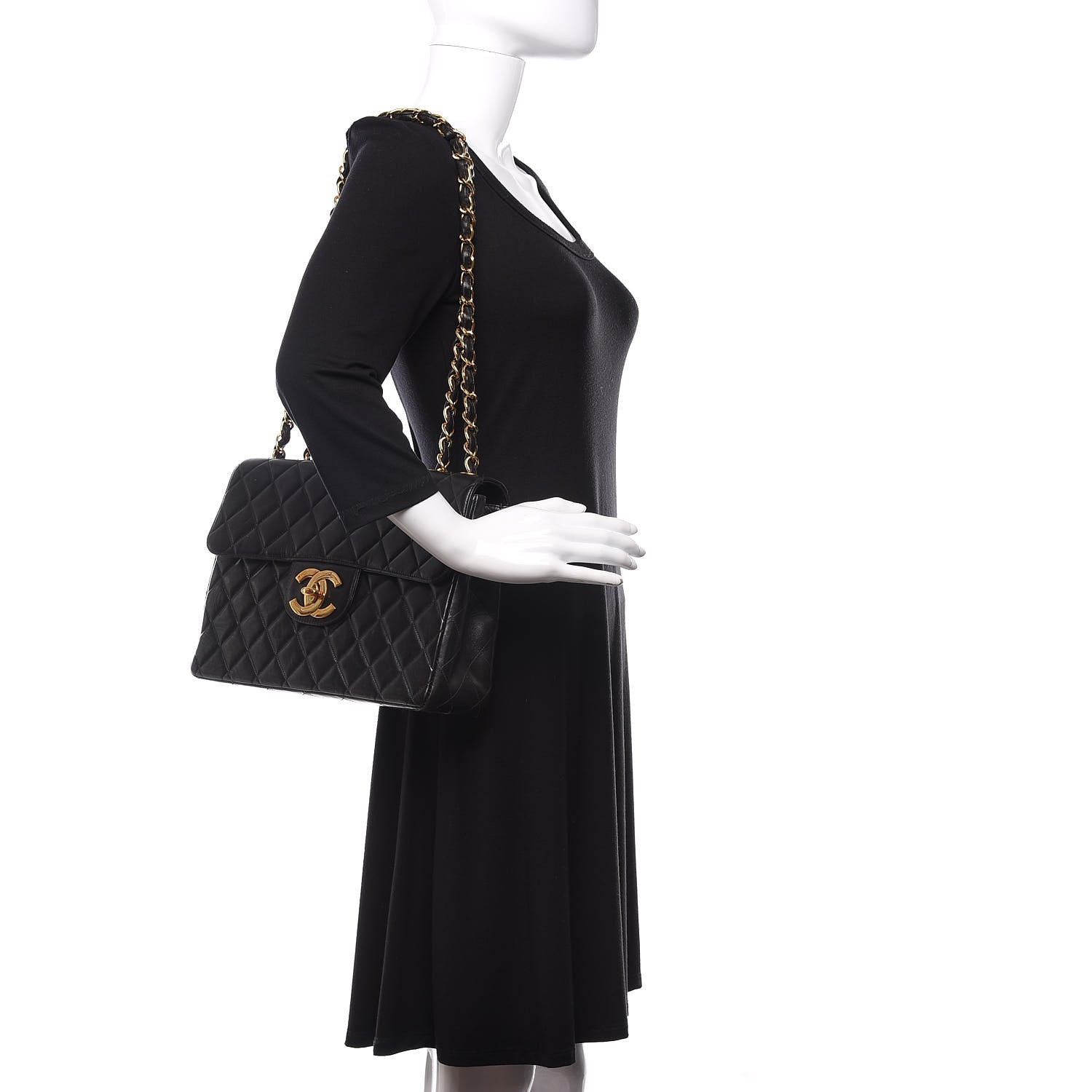 Chanel Lambskin Quilted Jumbo Single Flap Black 2 of 12