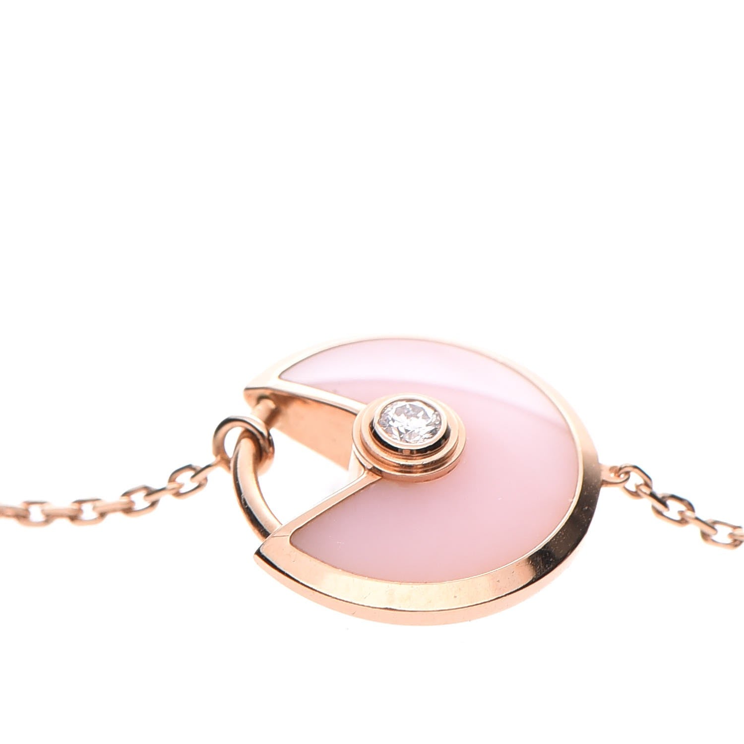 Cartier 18K Pink Gold Diamond Pink Opal Amulette de Cartier Bracelet 4 of 9