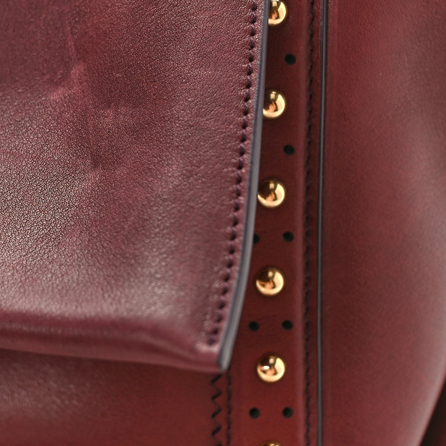 Calfskin Studded Sofia Satchel Burgundy
