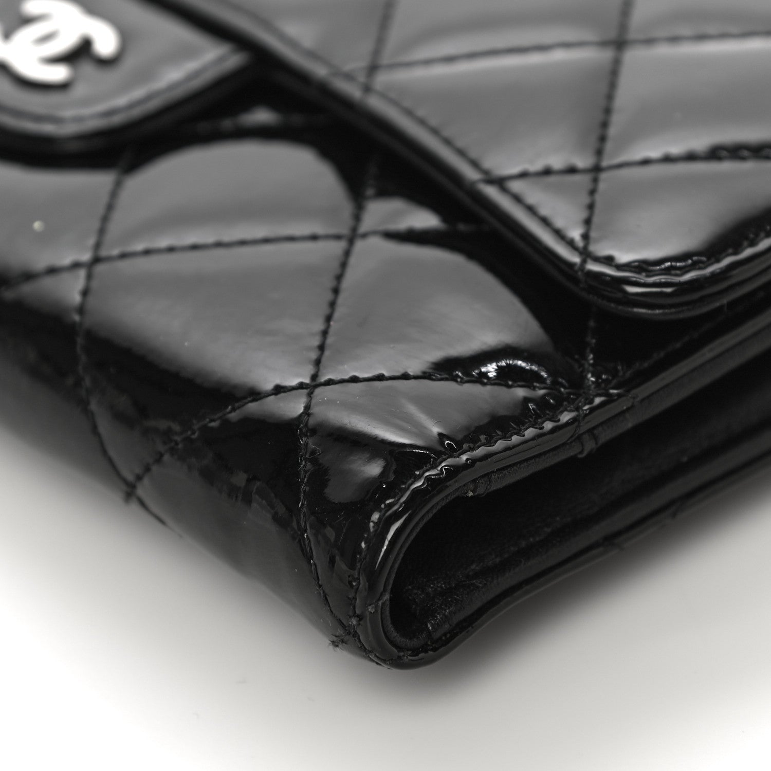 Chanel Patent Quilted Large Flap Wallet Black 12 of 16