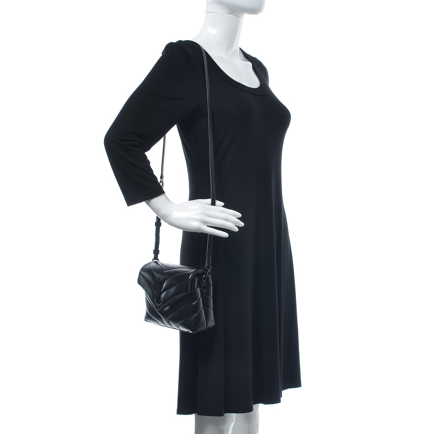 Calfskin Y Quilted Monogram Toy Loulou Crossbody Bag Black