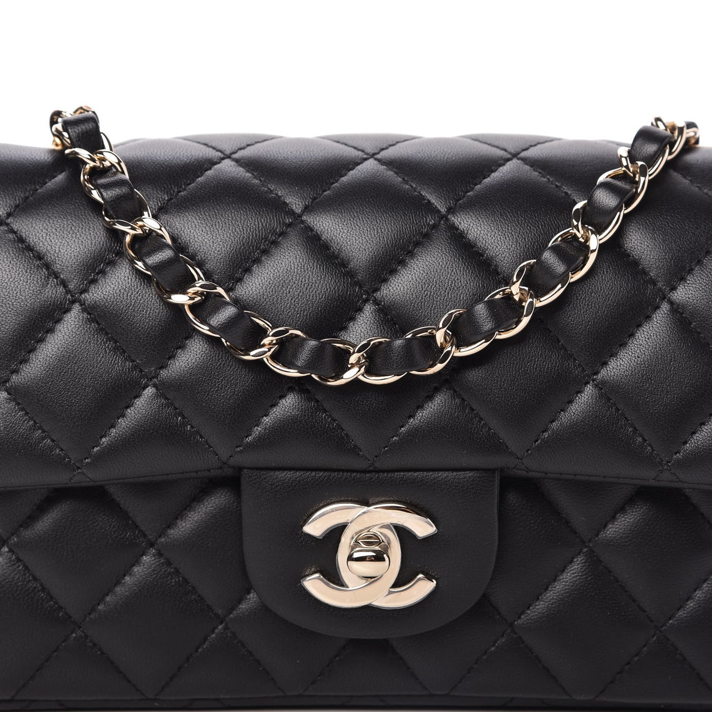 Lambskin Quilted Mini Rectangular Flap Black