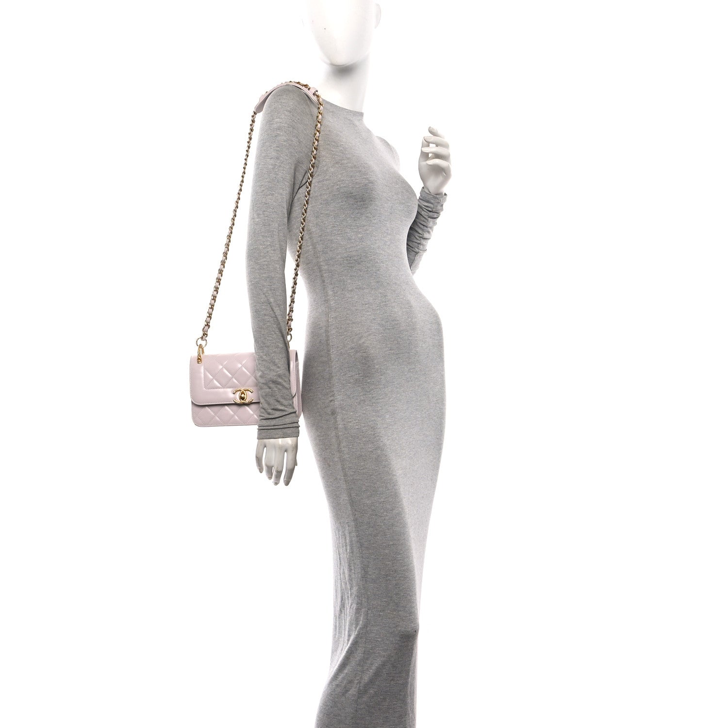 Chanel Shiny Calfskin Quilted Coco Crush Handle Flap Light Purple 2 of 11