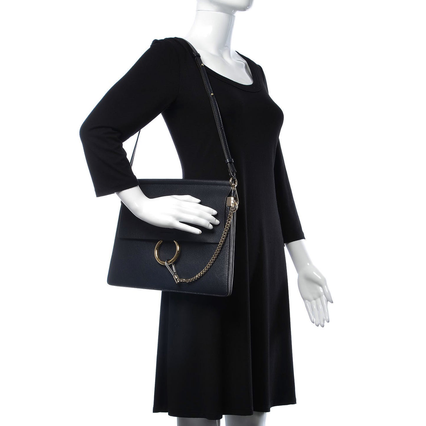 Calfskin Medium Faye Shoulder Bag Full Blue