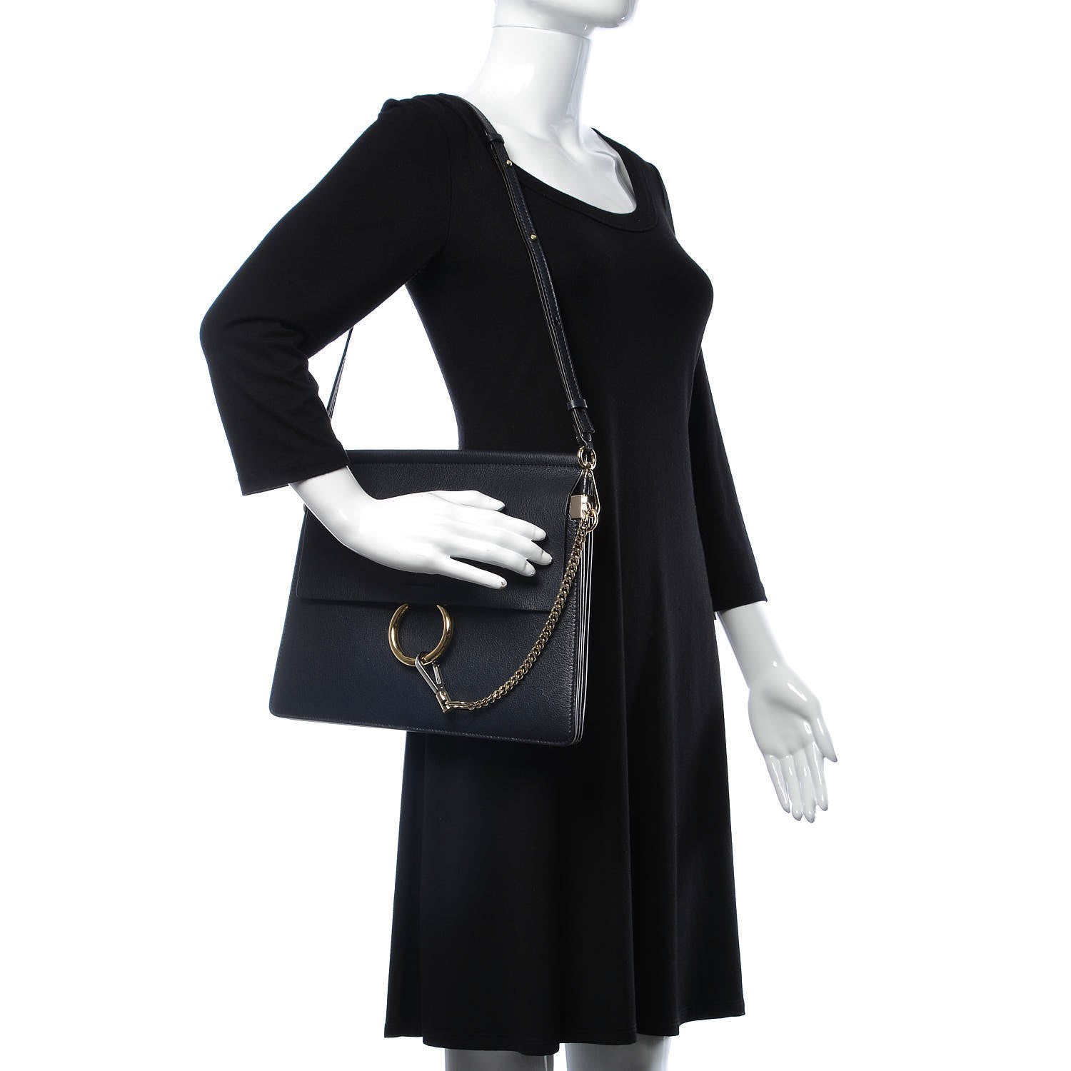 Chloe Calfskin Medium Faye Shoulder Bag Full Blue 2 of 7