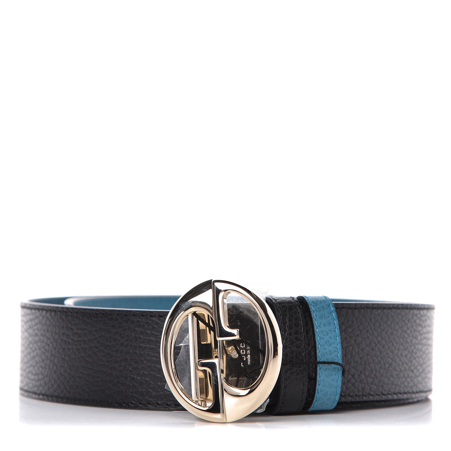 Gucci Dollar Calfskin 1973 Reversible Belt 90 36 Black Deep Cobalt 1 of 9