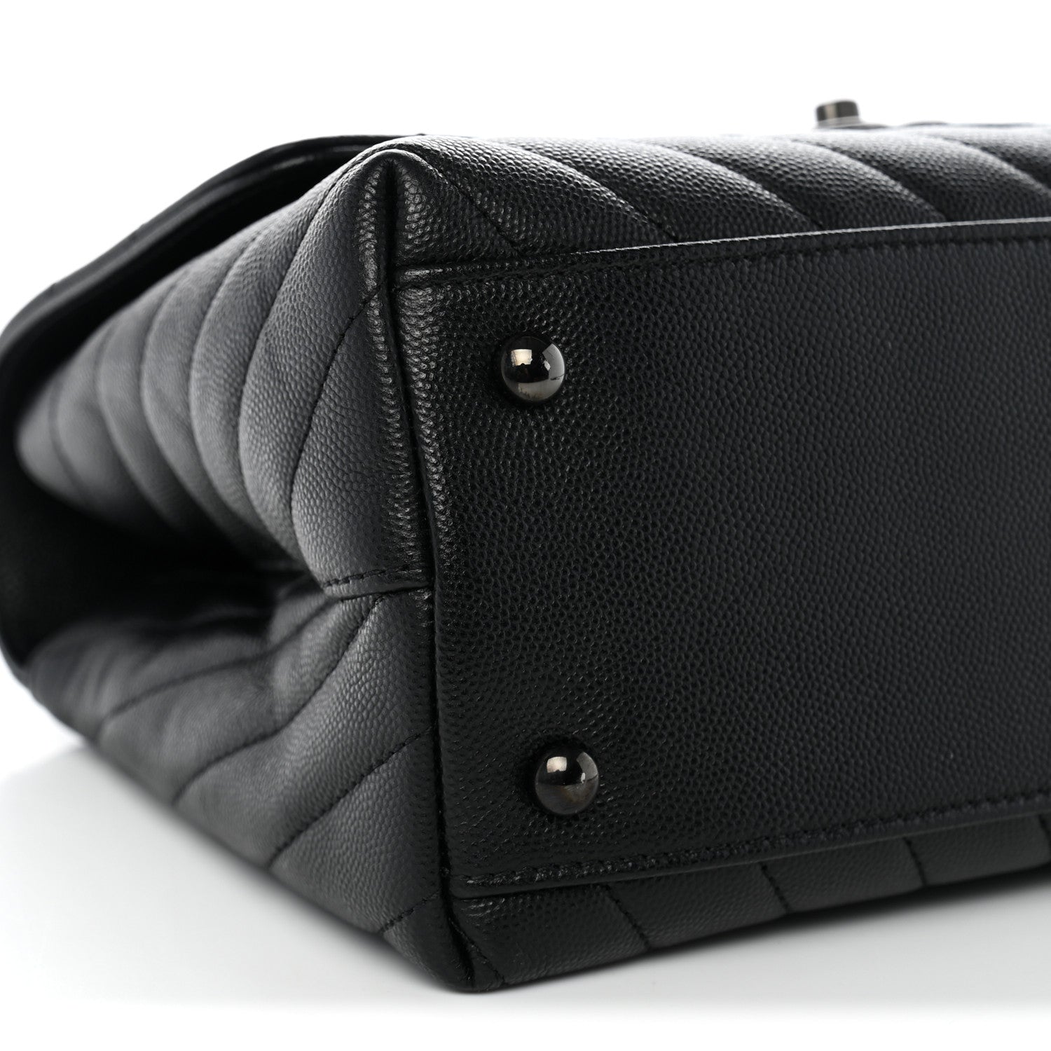 Chanel Caviar Chevron Quilted Small Coco Handle Flap So Black 8 of 9