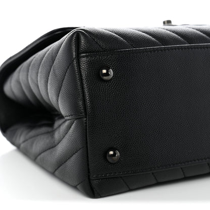 Chanel Caviar Chevron Quilted Small Coco Handle Flap So Black 8 of 9