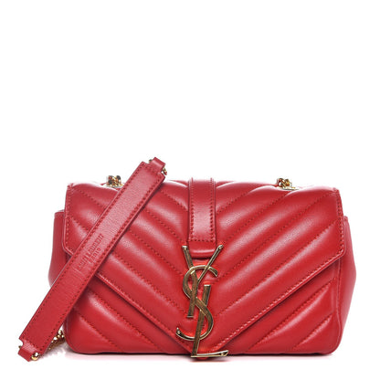 Saint Laurent Calfskin Matelasse Chevron Classic Monogram Baby Chain Bag Red 1 of 8