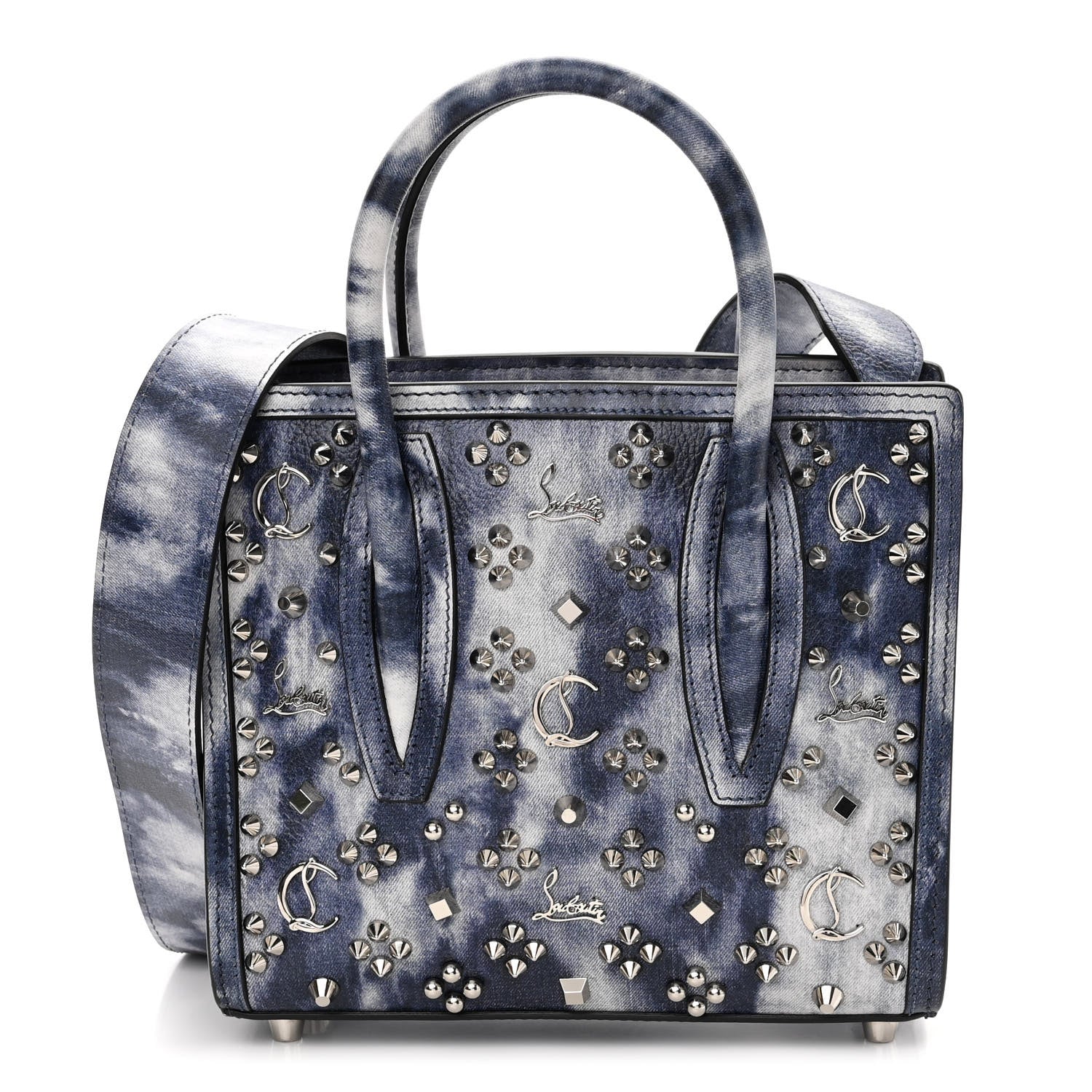 Christian Louboutin Metallic Calfskin Tie Dye Spikes Loubinthesky Mini Paloma Multicolor Silver 1 of 9