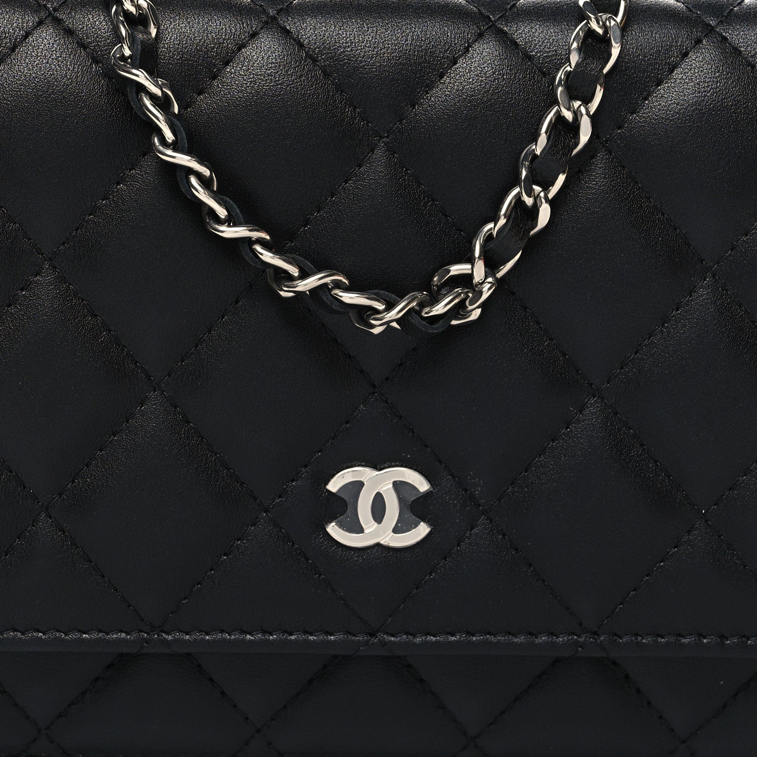 Chanel Lambskin Quilted Wallet On Chain WOC Black 9 of 12